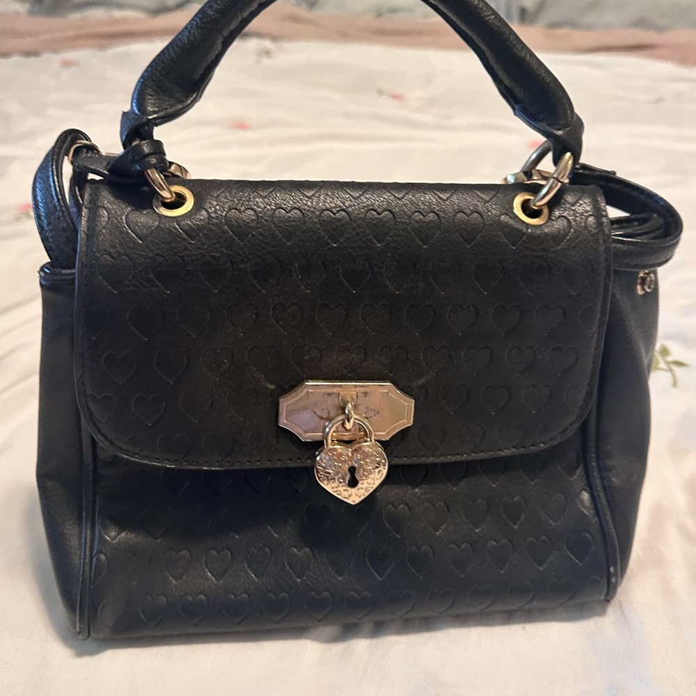 Call It Spring Black Satchel with Gold Accents